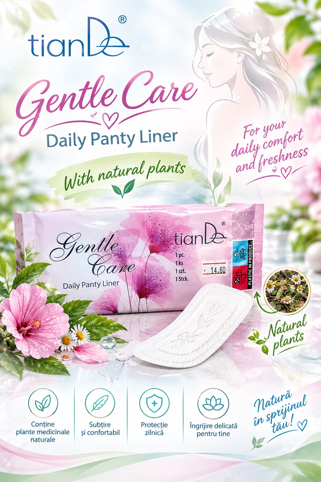Absorbant igienic zilnic,,Gentle Care,, 1 buc  Cod 60145